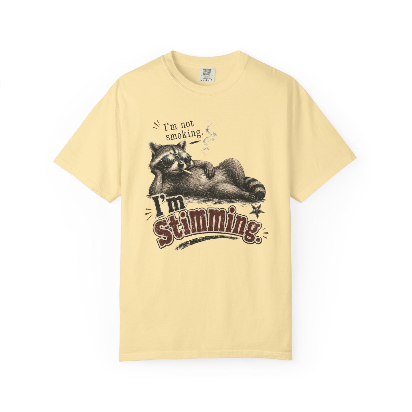 Raccoon 'I'm Stimming' Graphic T-Shirt — Funny Neurodiversity Pride Tee