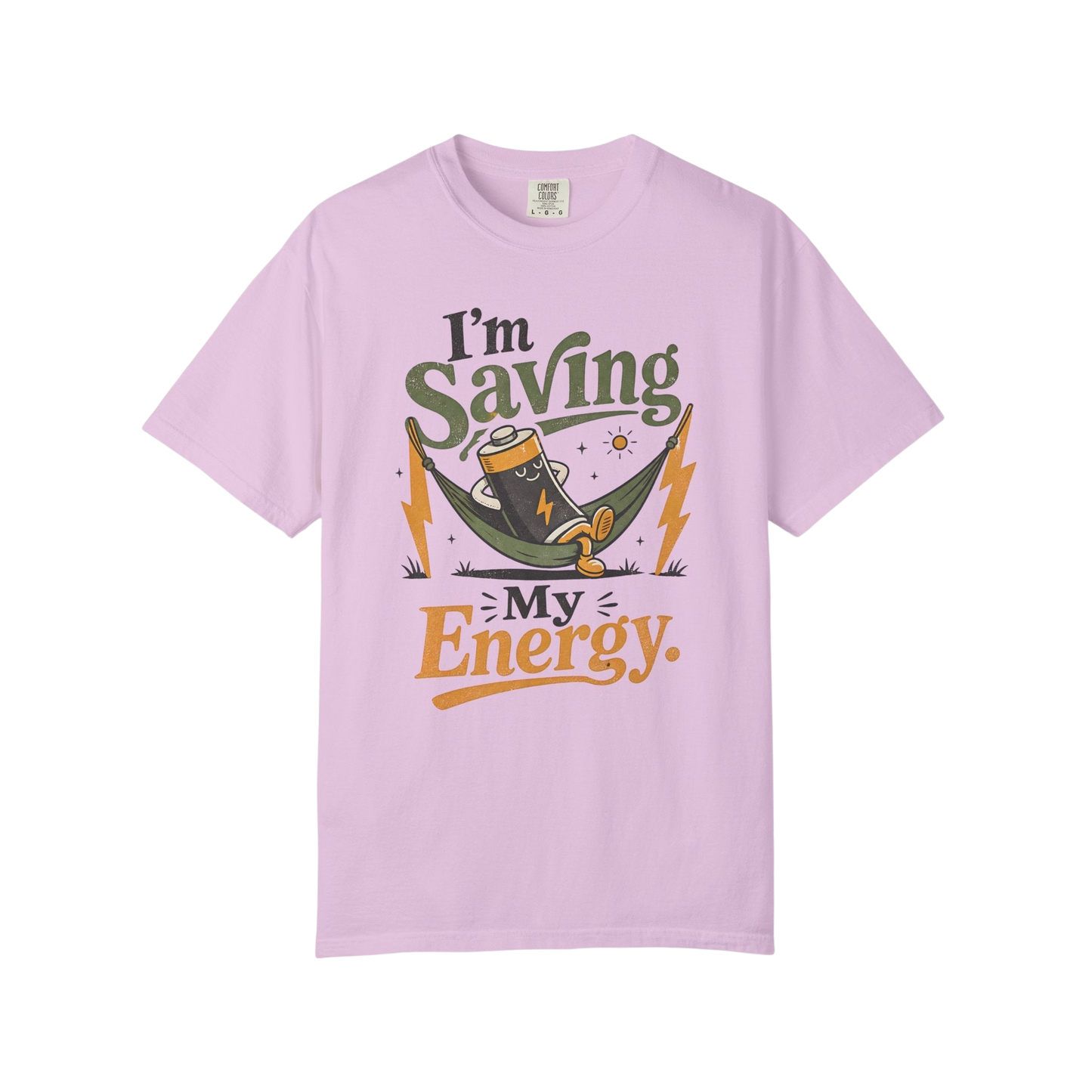 Saving My Energy T-Shirt — Funny Recharge Battery Graphic Tee