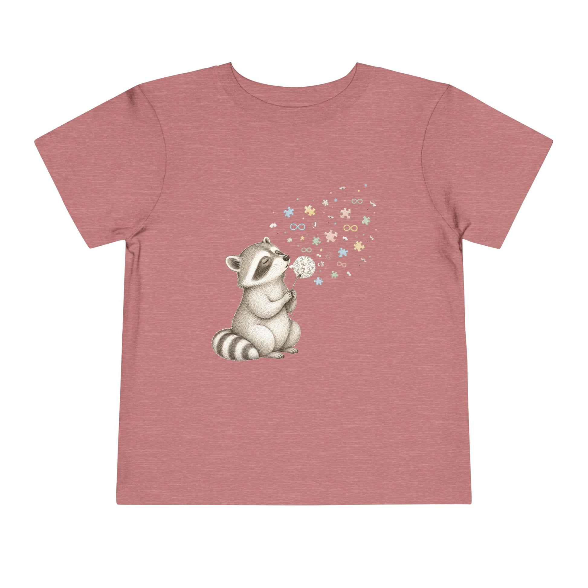 Toddler Tee — Cute Raccoon Blowing Bubbles Graphic Shirt for Kids - Heather Mauve, 4T image
