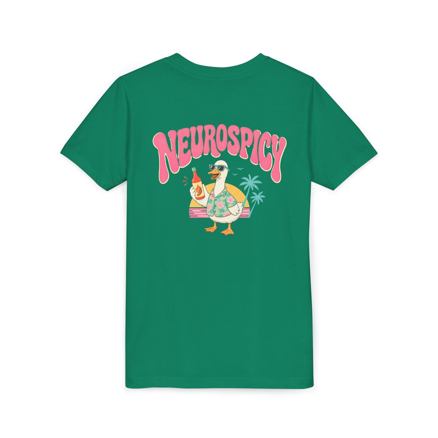 Neurospicy Silly Goose Youth Tee — Cute Tropical Graphic Kids T‑Shirt BACK PRINT