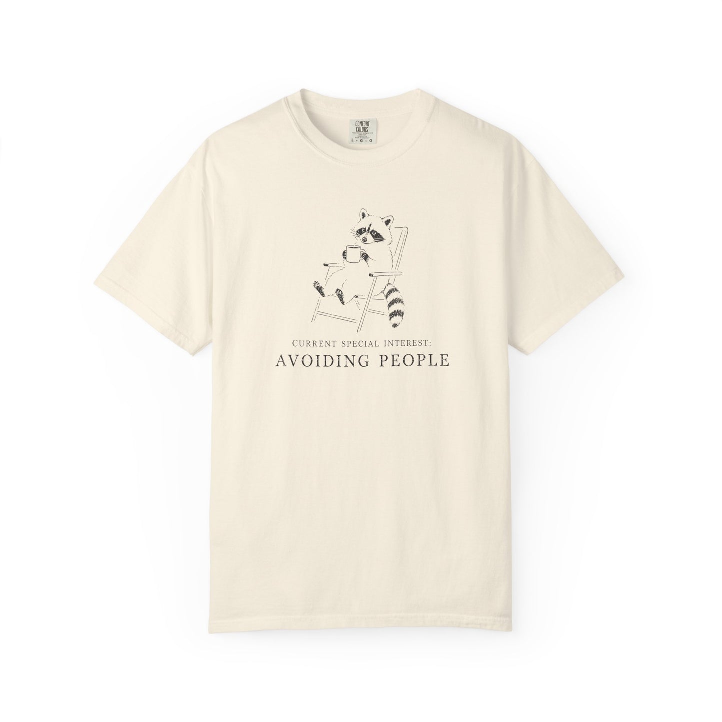 Avoiding People Raccoon T-Shirt — Funny Introvert Graphic Tee with Relaxed Loungewear Vibe