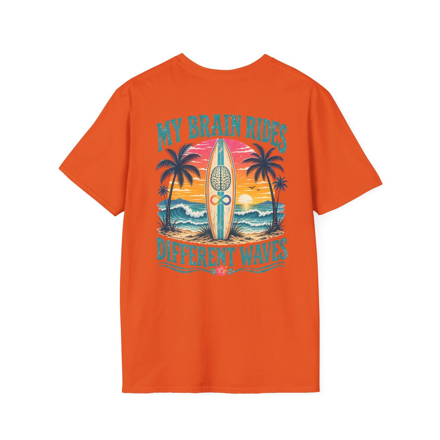Retro "My Brain Rides Different Waves" Neurodiversity Surf T-Shirt