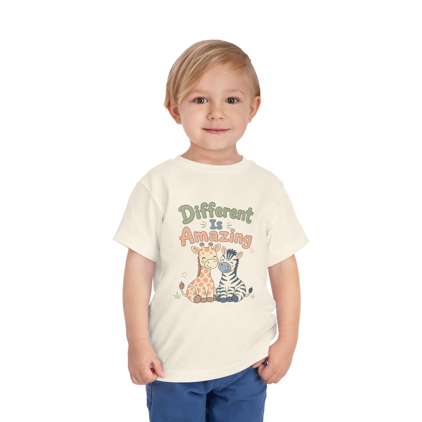 Toddler Tee — "Different Is Amazing" Giraffe &amp; Zebra Diversity Kids Shirt image 10