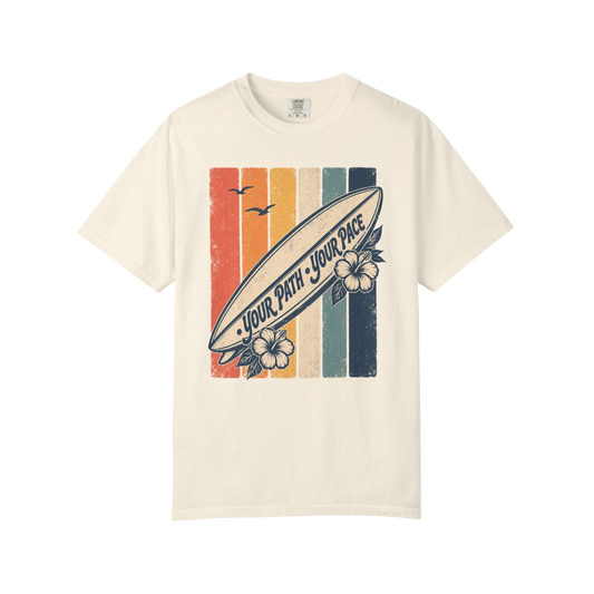 Surf Vintage Tee — “Your Path, Your Pace” Retro Beach T-Shirt
