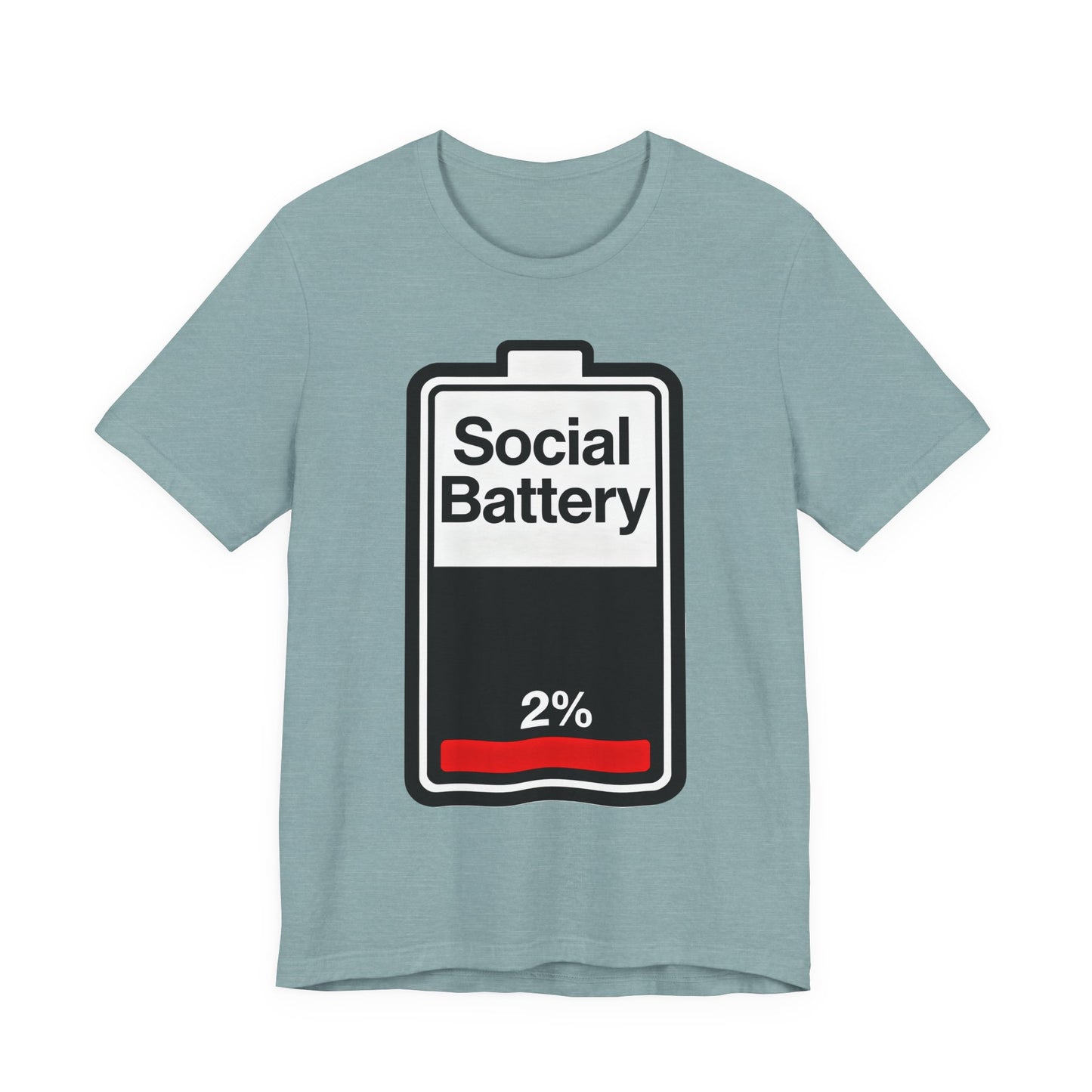 Social Battery 2% T-Shirt — Funny Introvert Low Energy Tee image