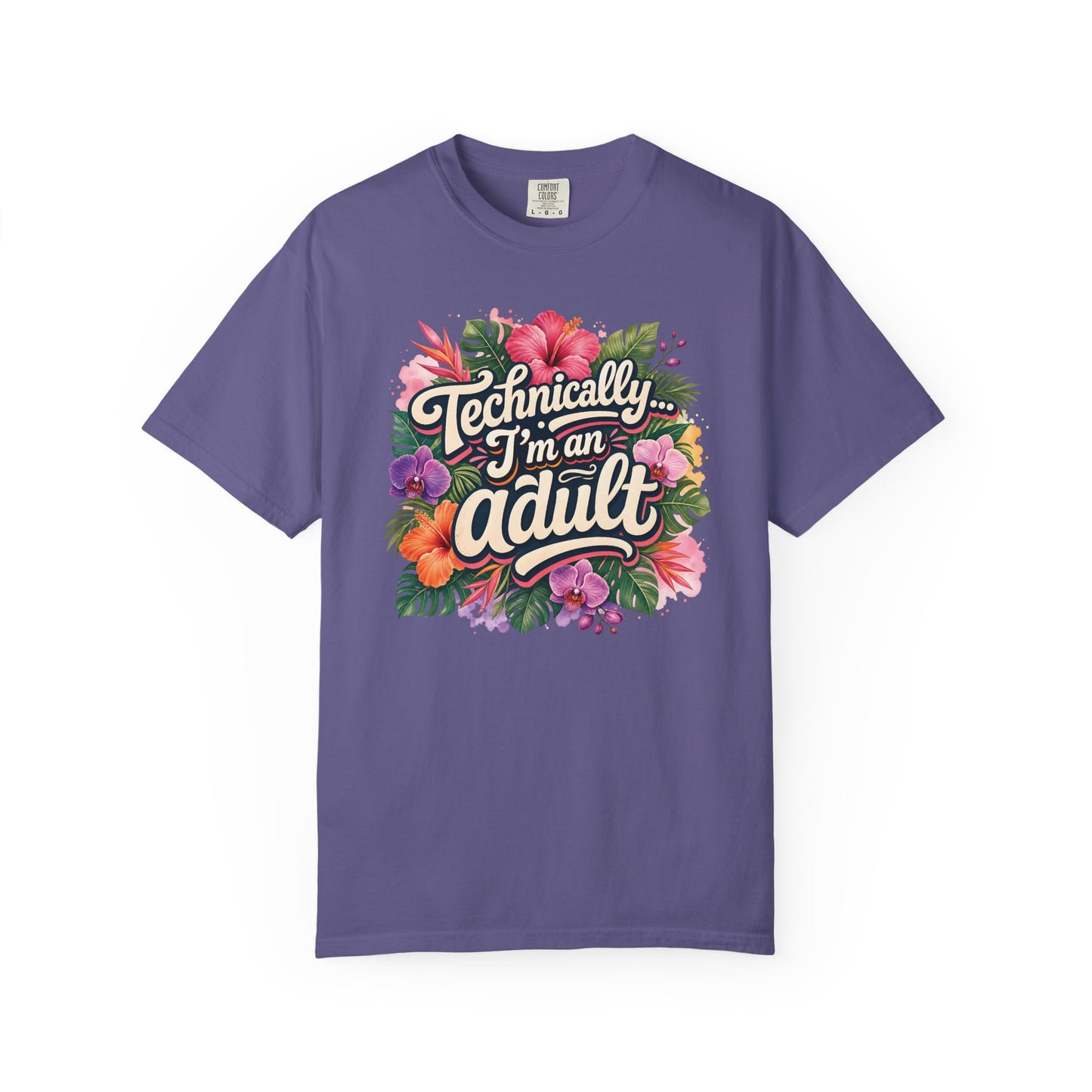 Technically I’m an Adult T-Shirt — Floral ADHD ASD Funny AuDulting T-Shirt