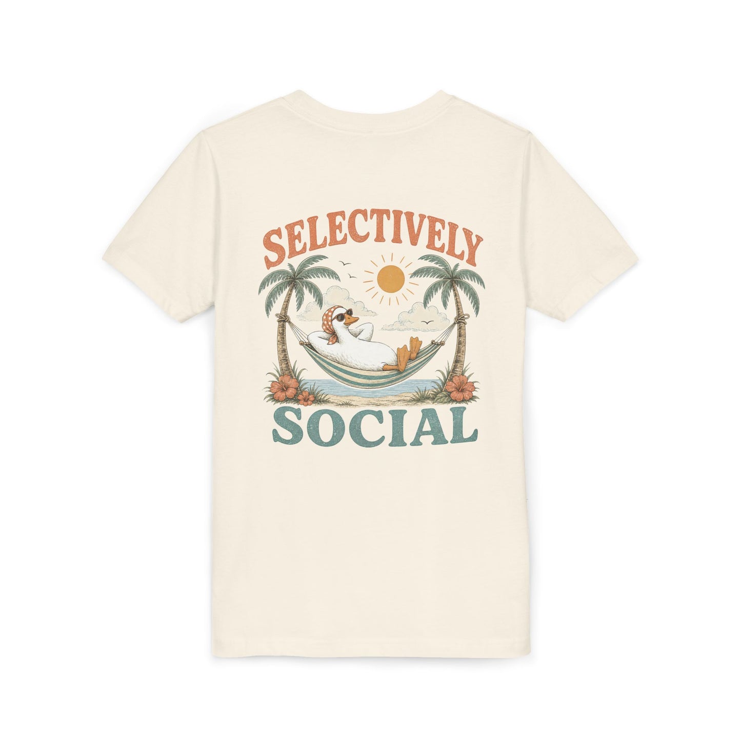 Youth Tee — Silly Goose "Selectively Social" Hammock Graphic Kid’s T-Shirt BACK PRINT