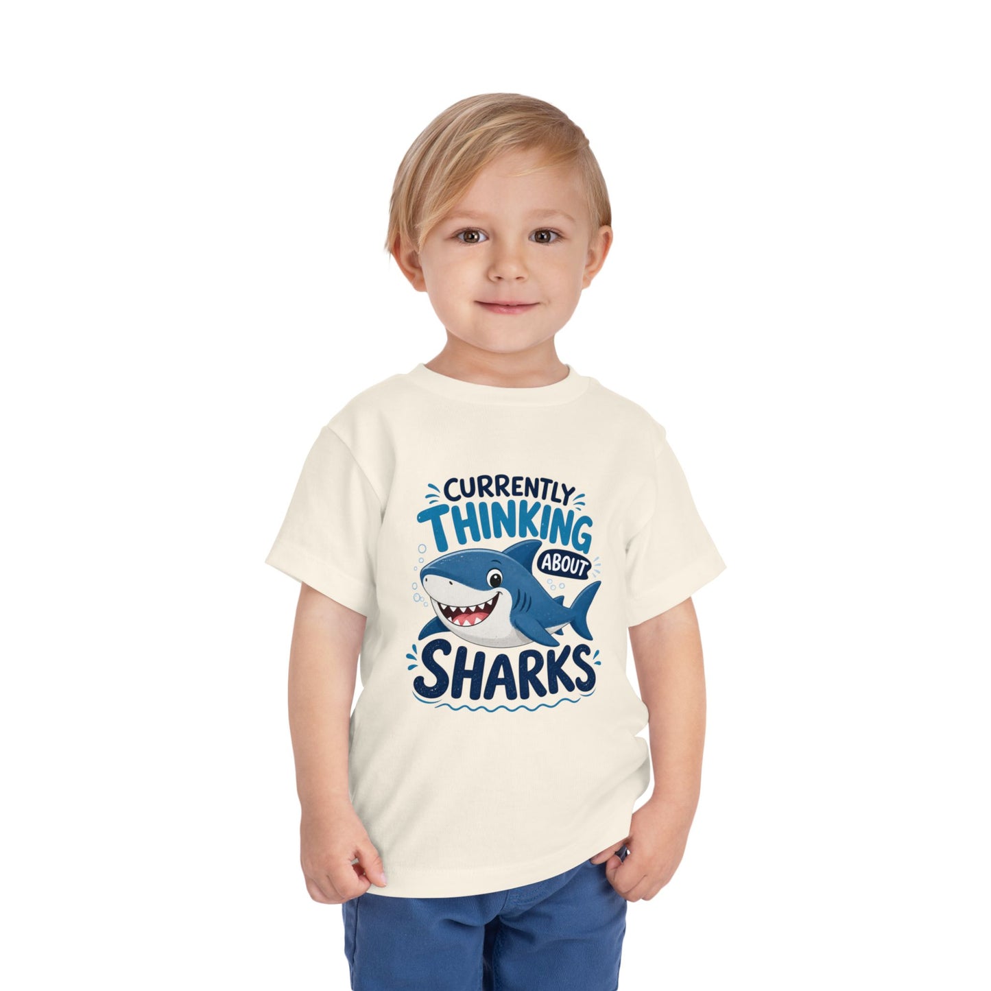 Toddler Tee — "Currently Thinking About Sharks" Cute Shark Graphic Shirt image 7