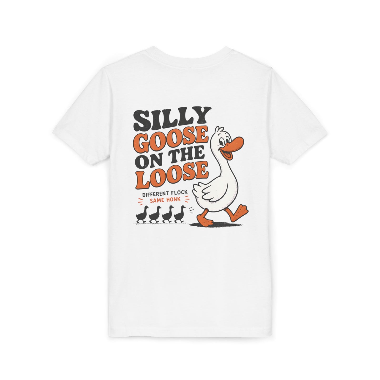 Youth Tee — "Silly Goose on the Loose" Cartoon Graphic Shirt BACK PRINT