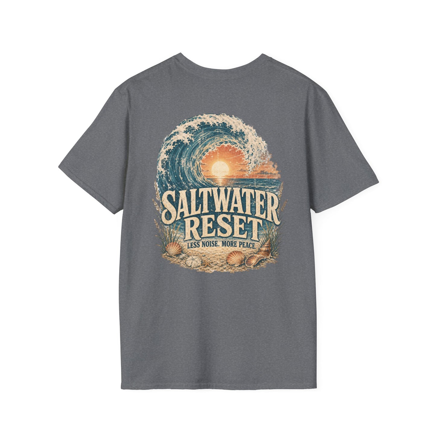 "Saltwater Reset" Retro Ocean Barrel Wave Sunset Graphic T-Shirt