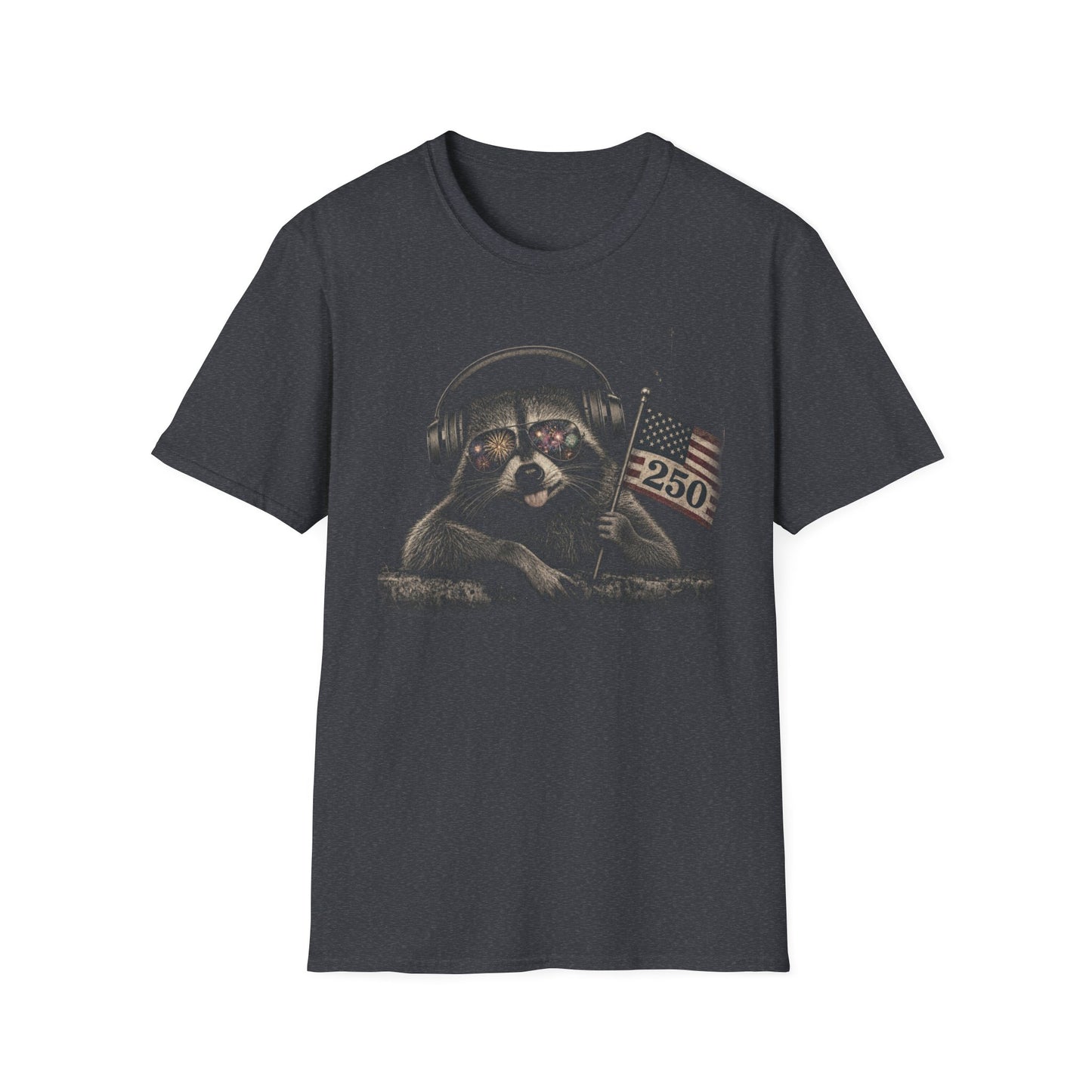 Raccoon With Headphones & Flag 4th of July — Retro America's 250th Anniversary  Americana Graphic T-Shirt