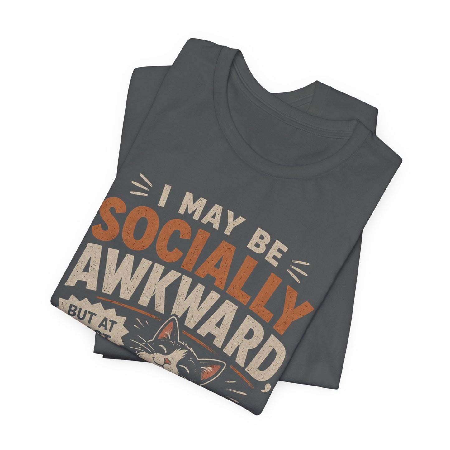 Socially Awkward Cat T-Shirt — Funny Introvert &amp; Cat Lover Tee image 5