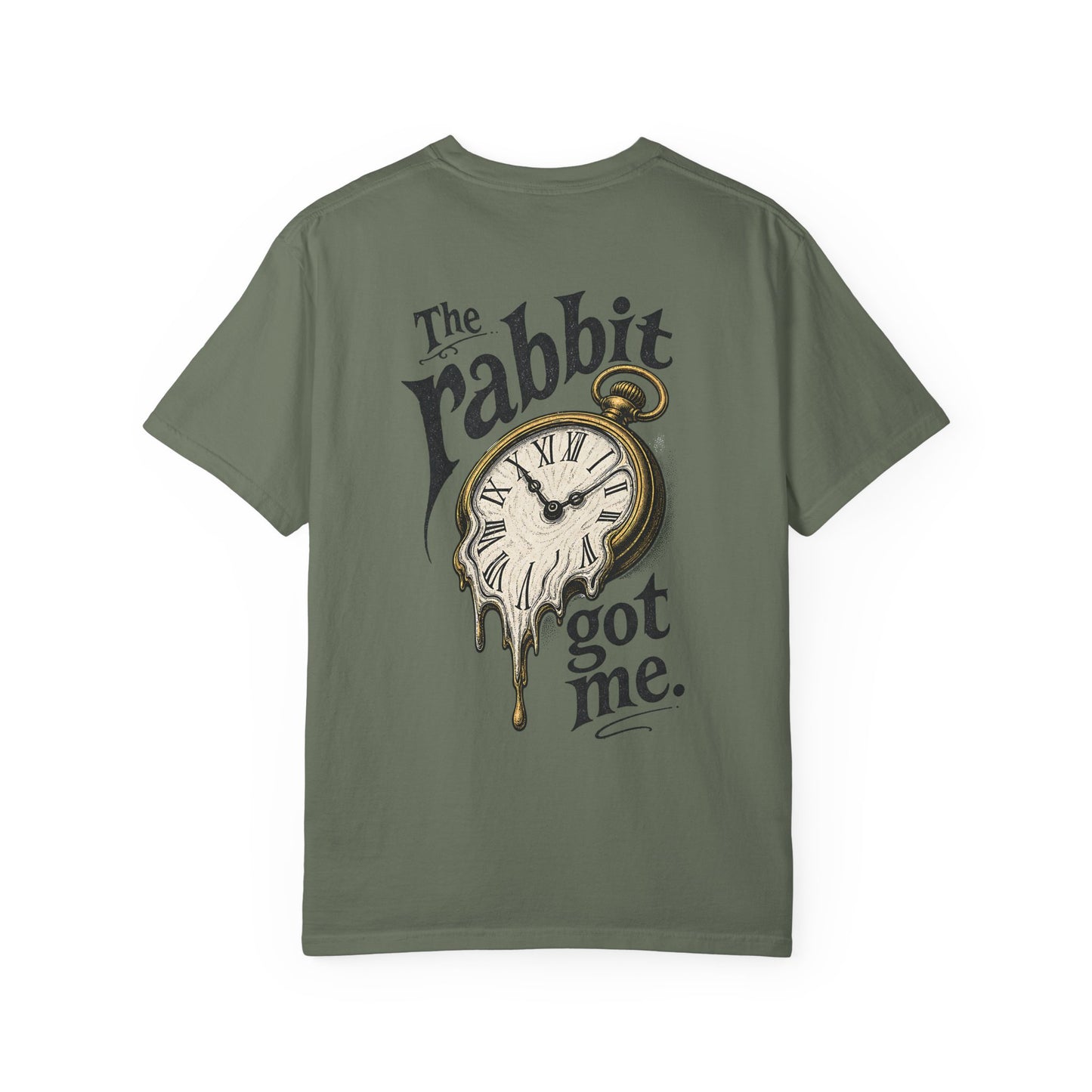 "The Rabbit Got Me" -Play on the iconic Alice in Wonderland quote. ADHD losing track of time