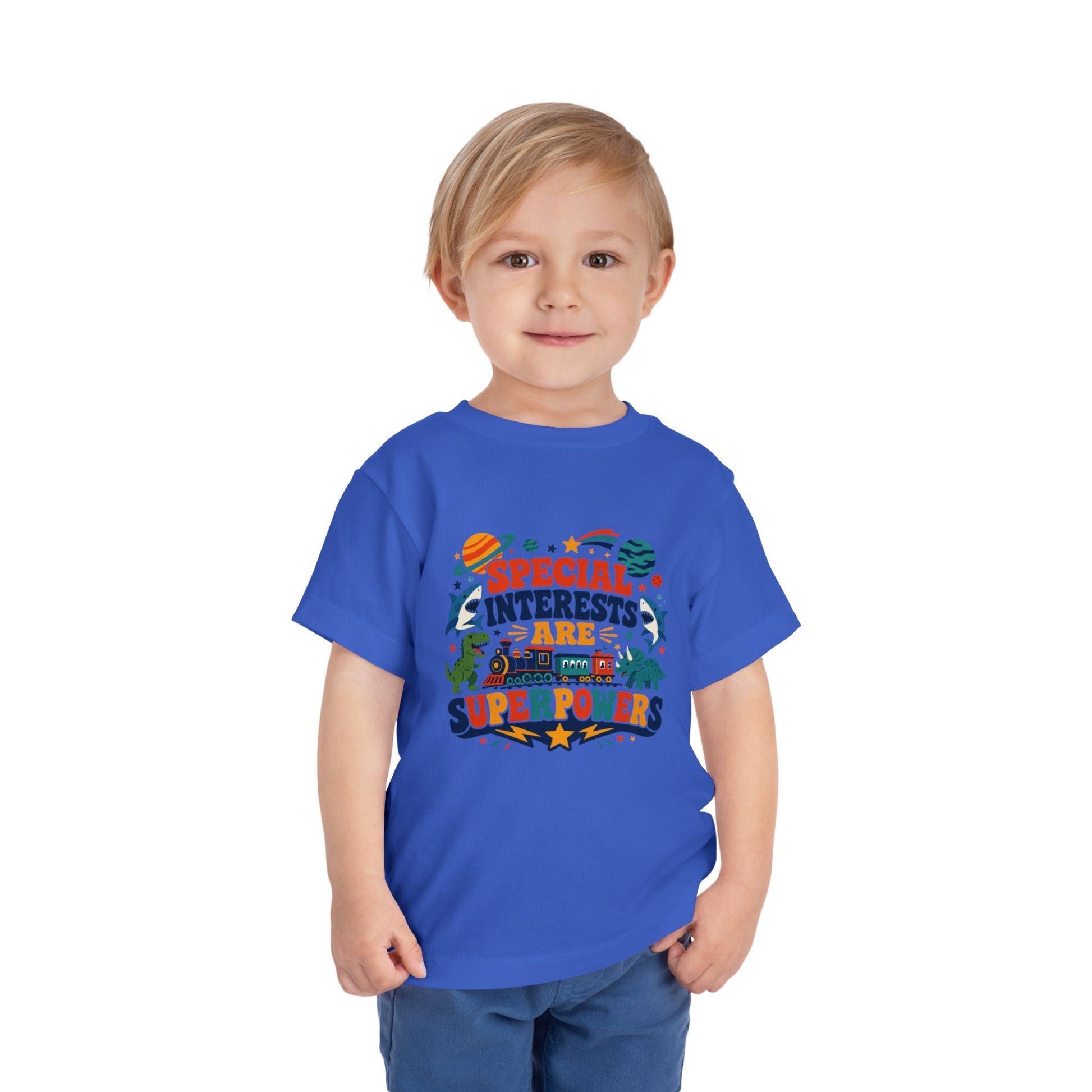 Toddler Tee — “Special Interests Are Superpowers” Colorful Space &amp; Dino Graphic image 16