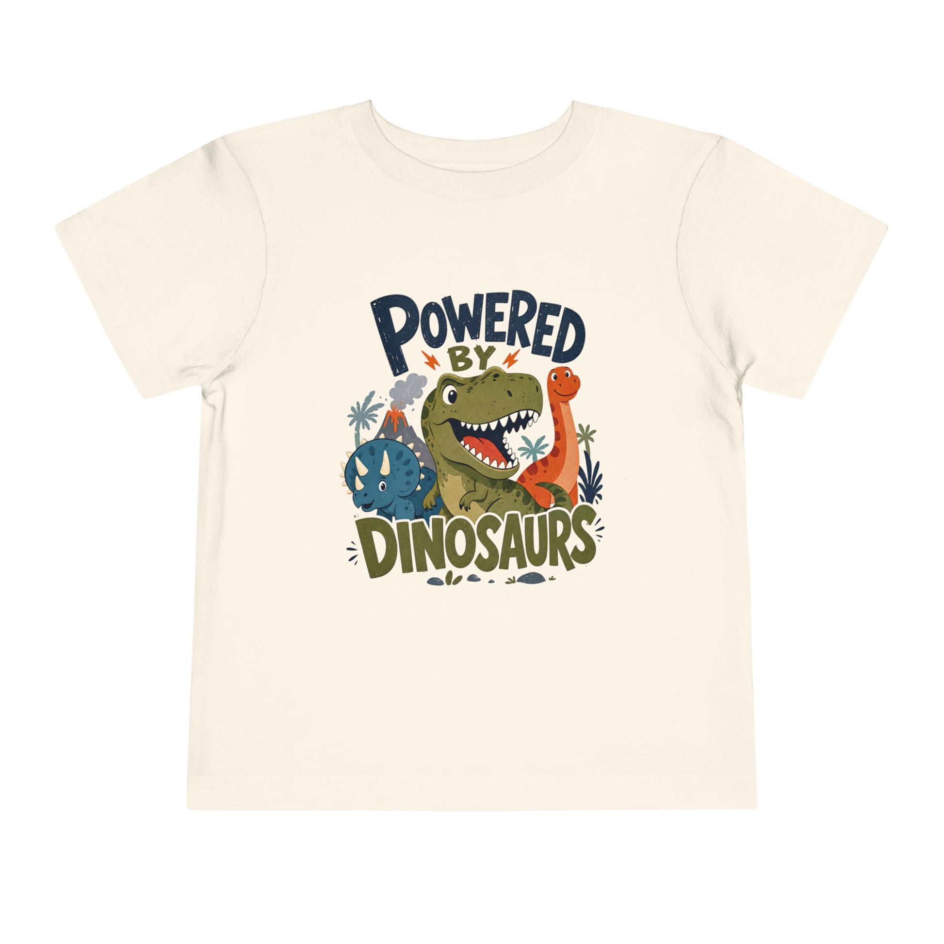 Powered by Dinosaurs Toddler Tee — Cute Dino Graphic Shirt for Kids - Natural, 3T image