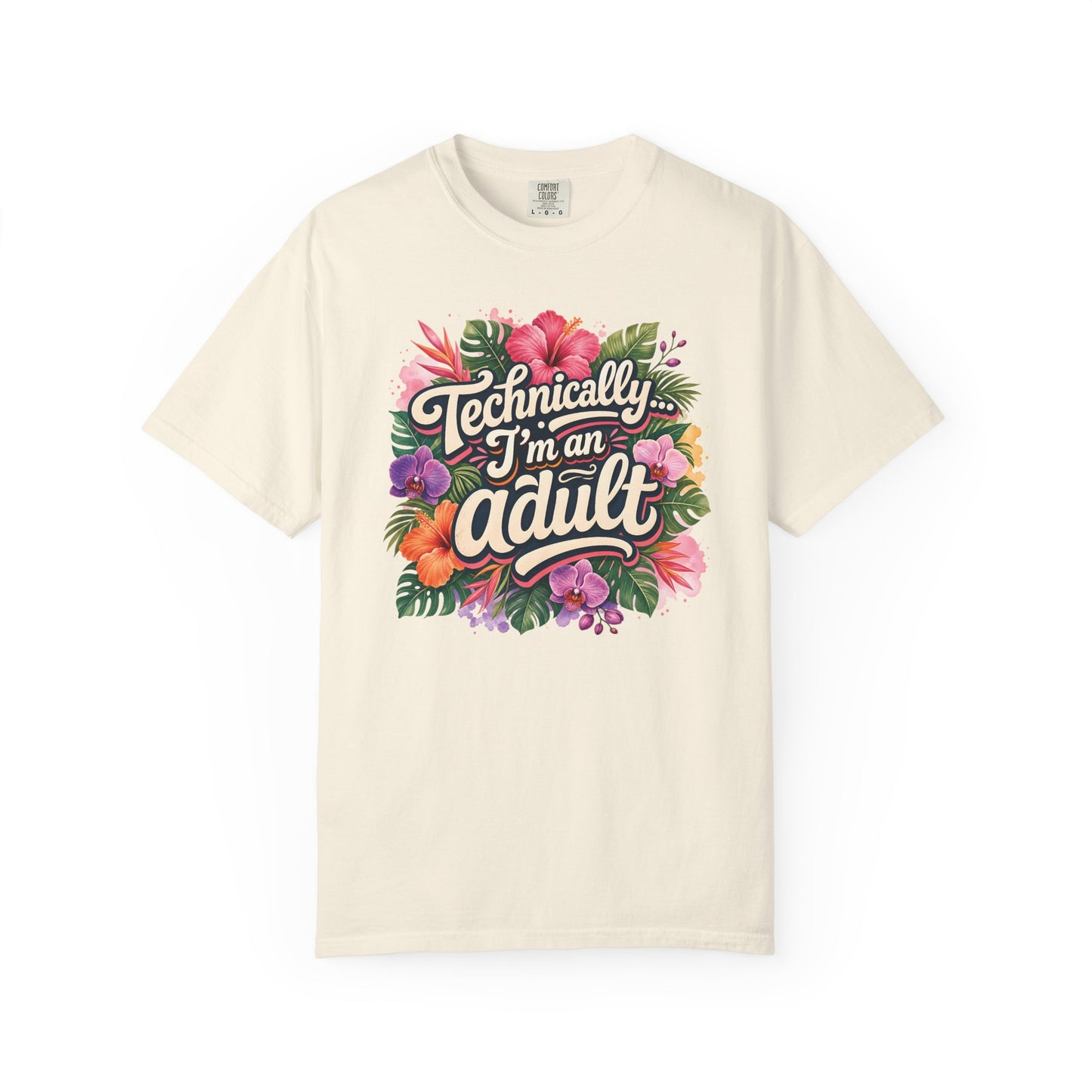 Technically I’m an Adult T-Shirt — Floral ADHD ASD Funny AuDulting T-Shirt