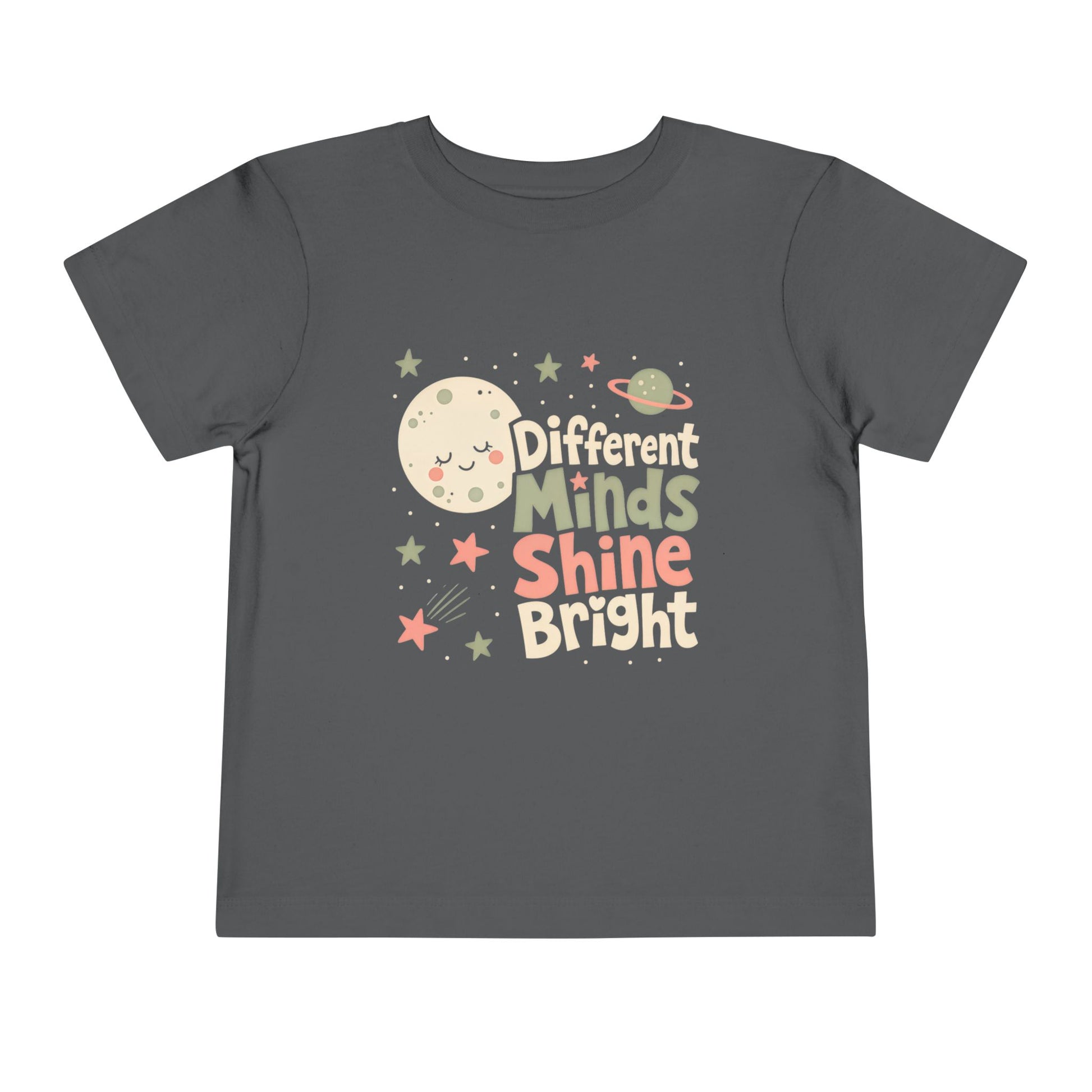 Toddler Tee — "Different Minds Shine Bright" Space Autism Awareness Shirt - Asphalt, 5T image