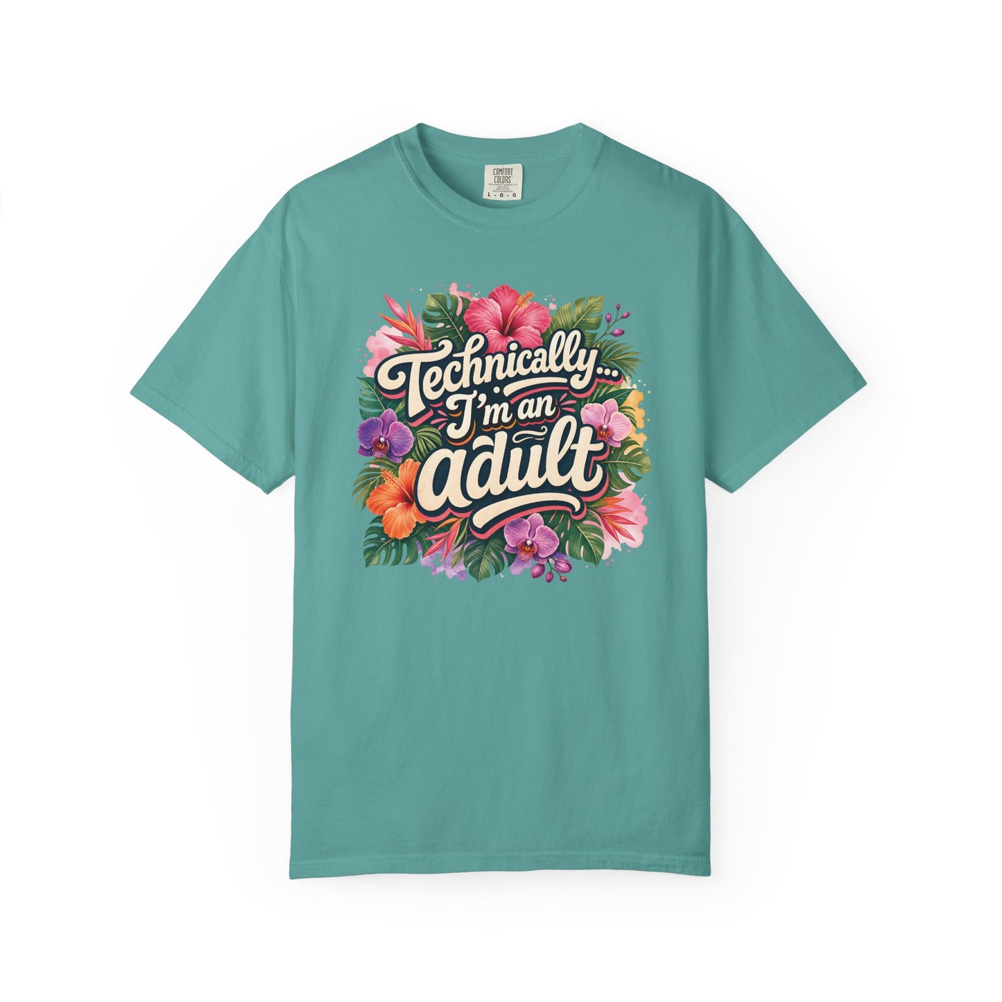 Technically I’m an Adult T-Shirt — Floral ADHD ASD Funny AuDulting T-Shirt