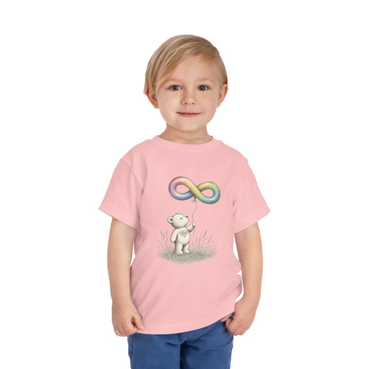 Toddler Tee — Bear Holding Rainbow Infinity Balloon Cute Kids Shirt image 1