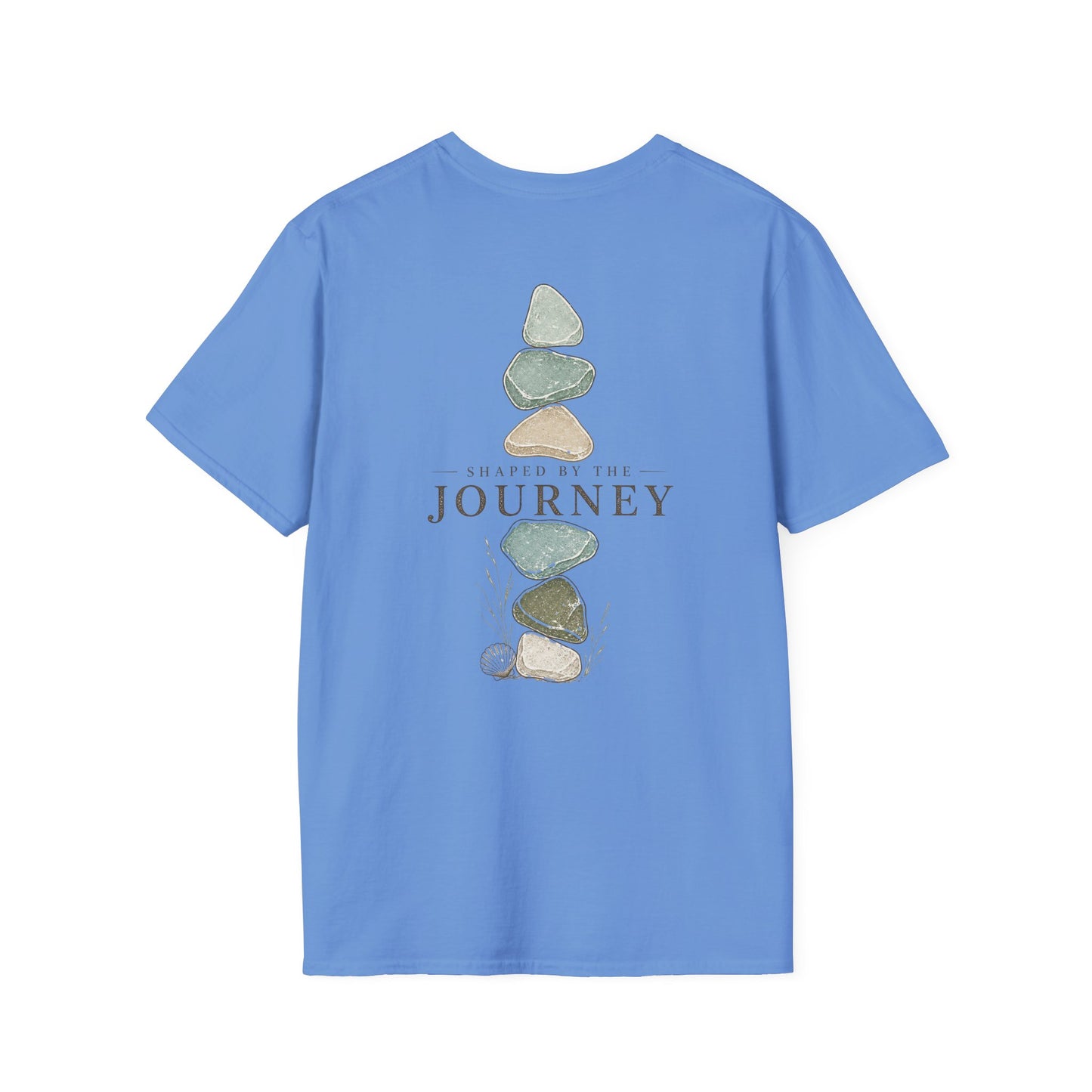 "SHAPED BY THE JOURNEY"  Coastal inspired Sea Glass t-shirt