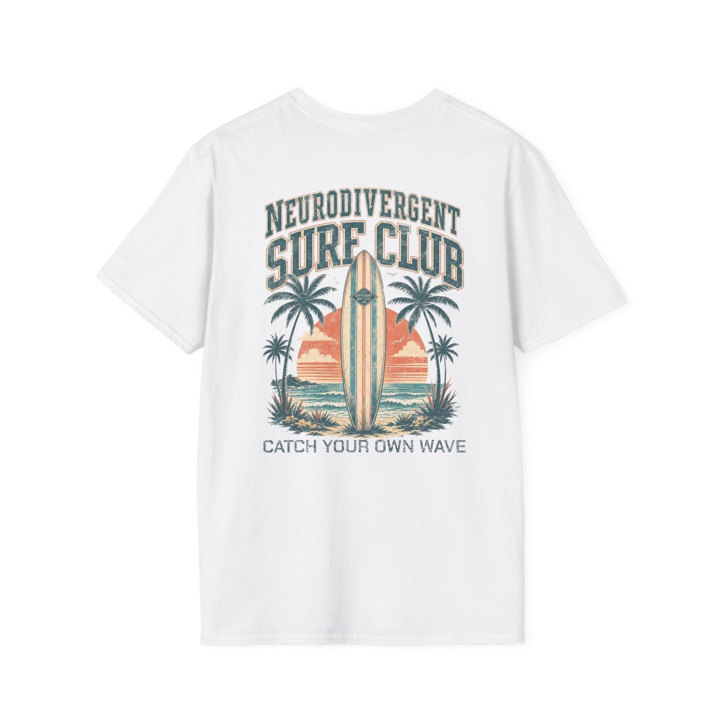 "Catch Your Own Wave" Neurodivergent Surf Club Graphic Tee Shirt
