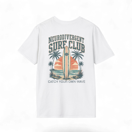 Neurodivergent Surf Club Graphic Crewneck T-Shirt