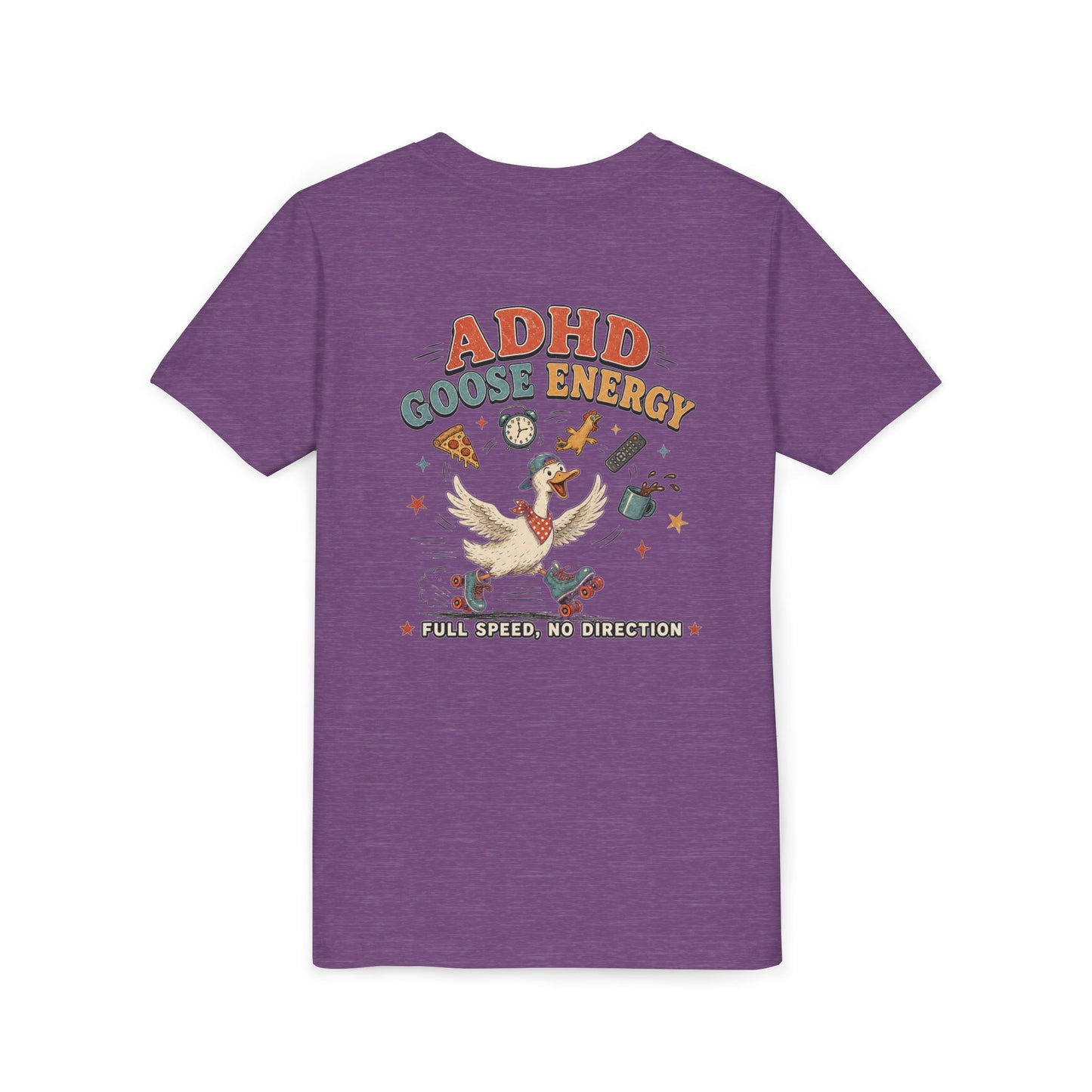 ADHD Silly Goose Energy Youth Tee — 'Full Speed, No Direction' Graphic Kids T‑Shirt BACK PRINT