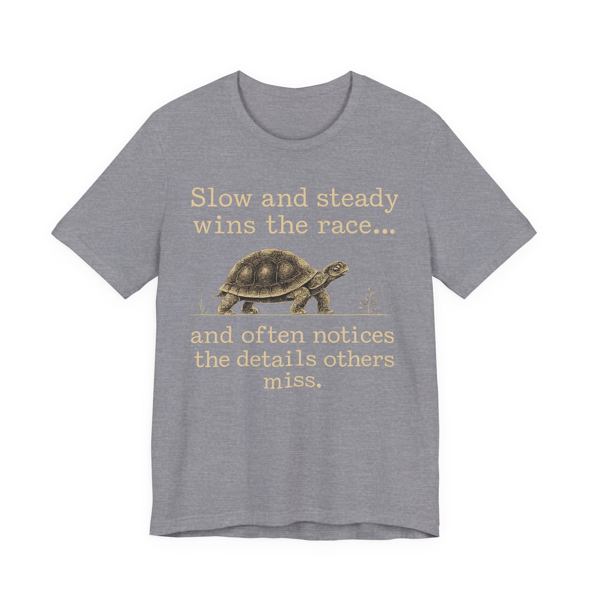 Slow and Steady Wins the Race T-Shirt — Detail-Oriented Turtle Graphic Tee image