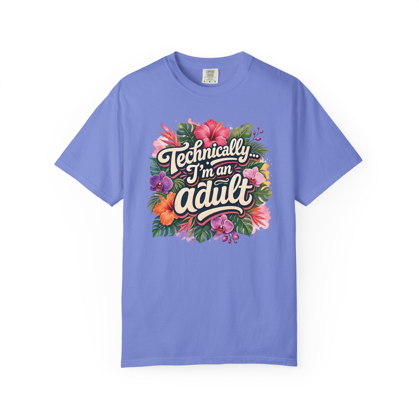 Technically I’m an Adult T-Shirt — Floral ADHD ASD Funny AuDulting T-Shirt