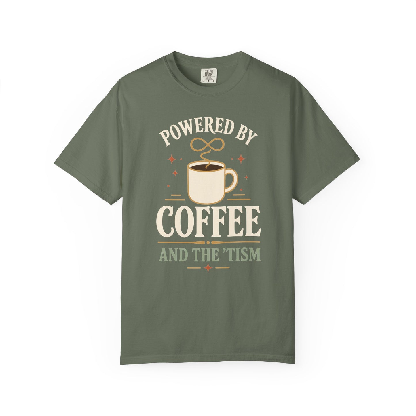 "Powered by Coffee and the 'Tism" Coffee T-Shirt — Vintage Coffee Lover Tee