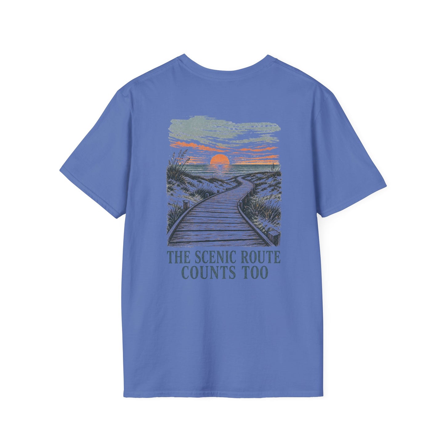 "The Scenic Route Counts Too" Vintage Boardwalk Graphic Tee