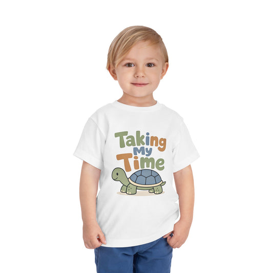 Toddler Tee — "Taking My Time" Turtle Cute Slow and Steady Kids Shirt image 1