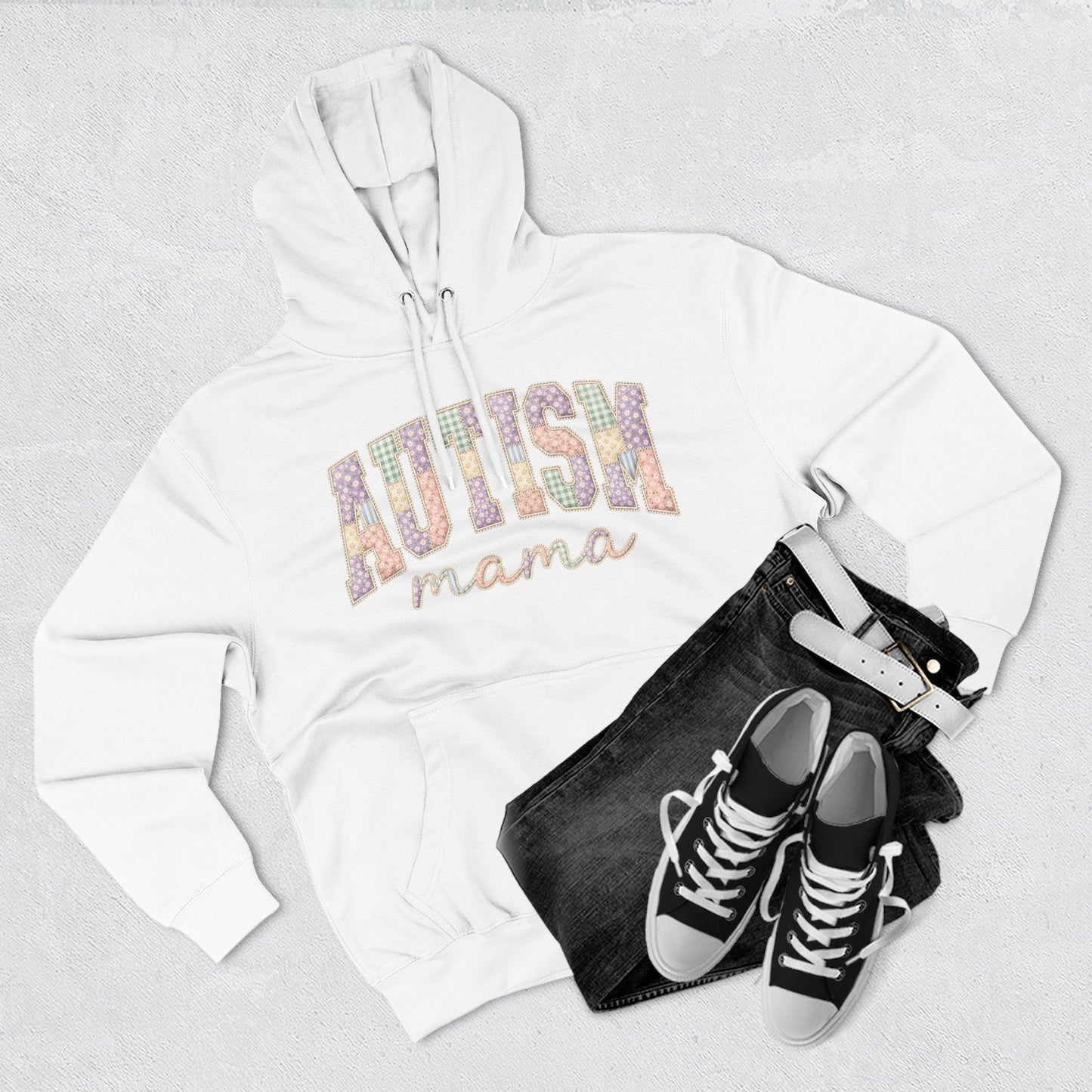 Autism Mama Hoodie — Pastel Patchwork-Pattern Support Sweatshirt image 2