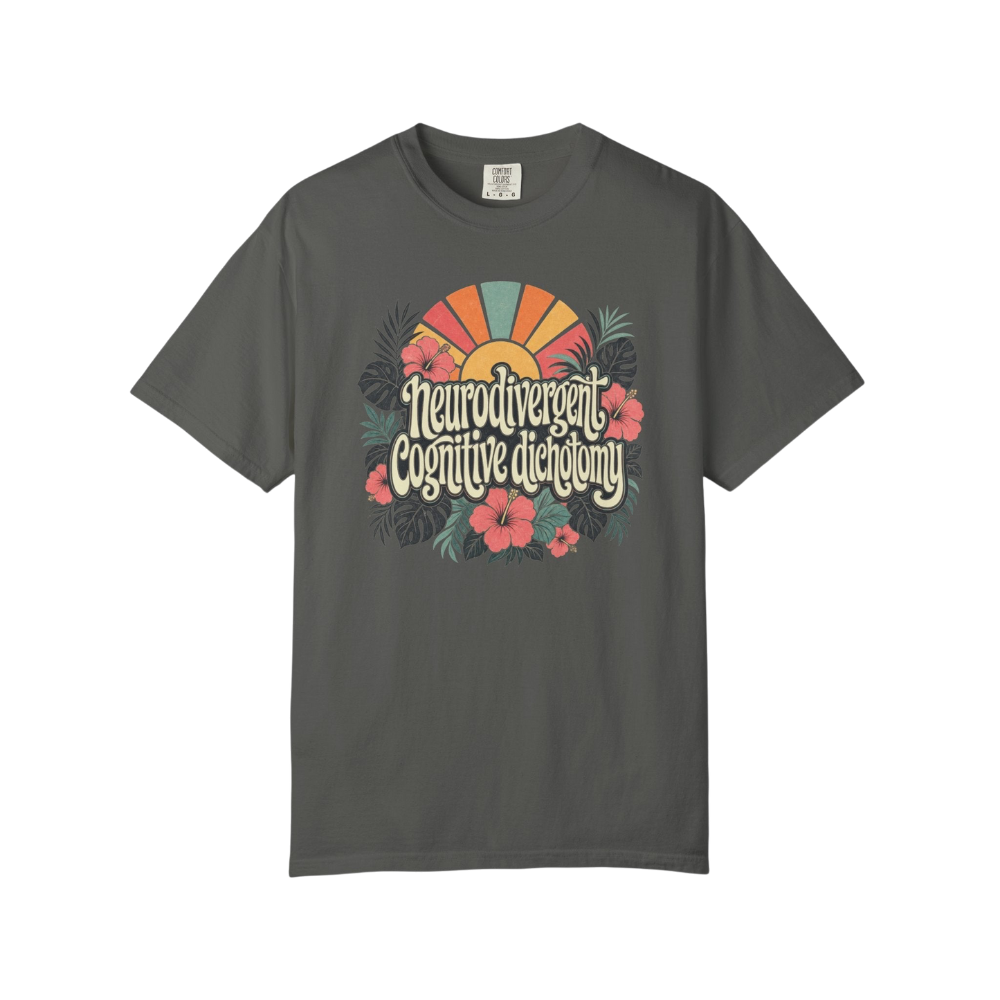 Neurodivergent Cognitive Dichotomy T-Shirt — Retro Floral Sunburst Awareness Tee