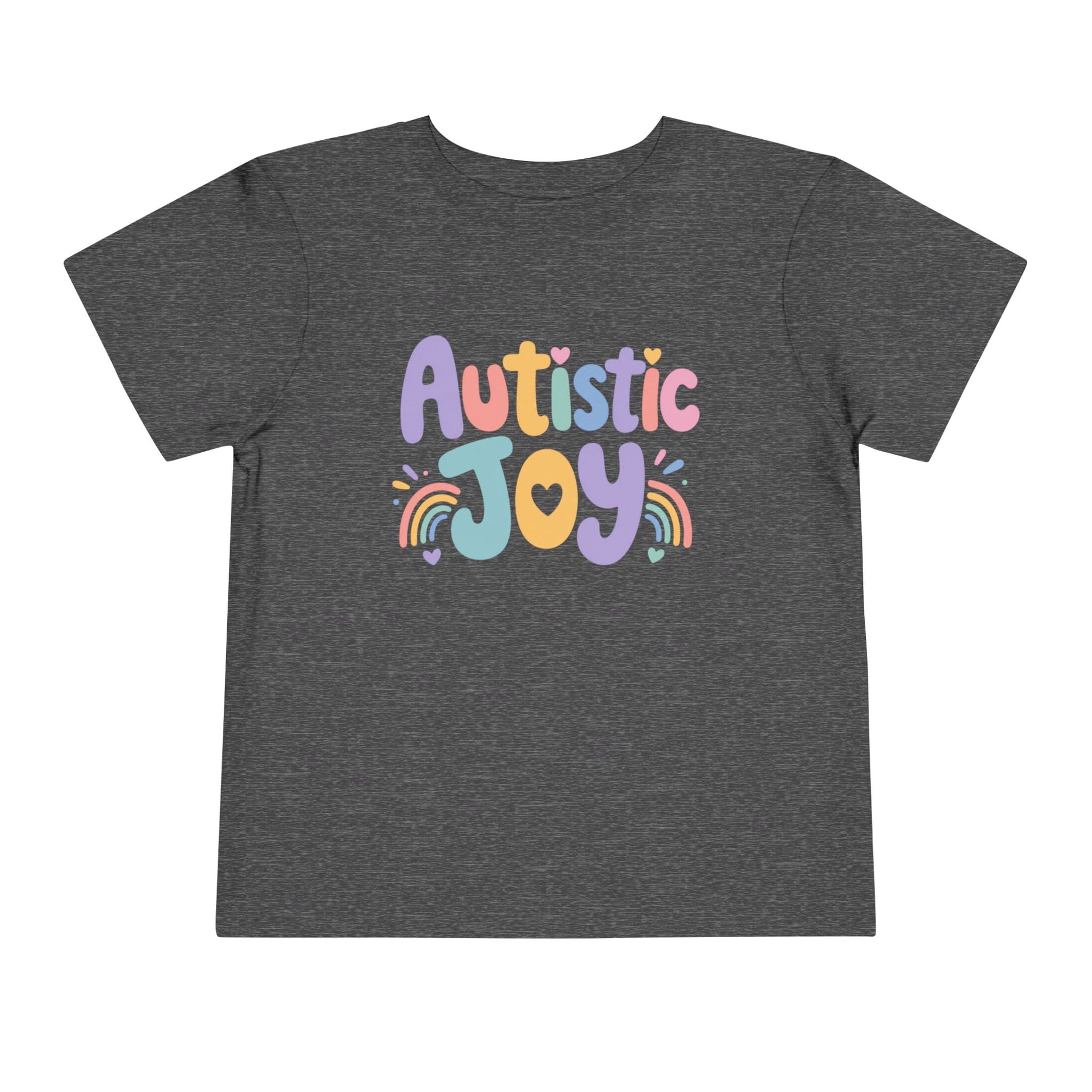 Toddler Tee — "Autistic Joy" Colorful Pride Shirt for Kids - Dark Heather Grey, 2T image