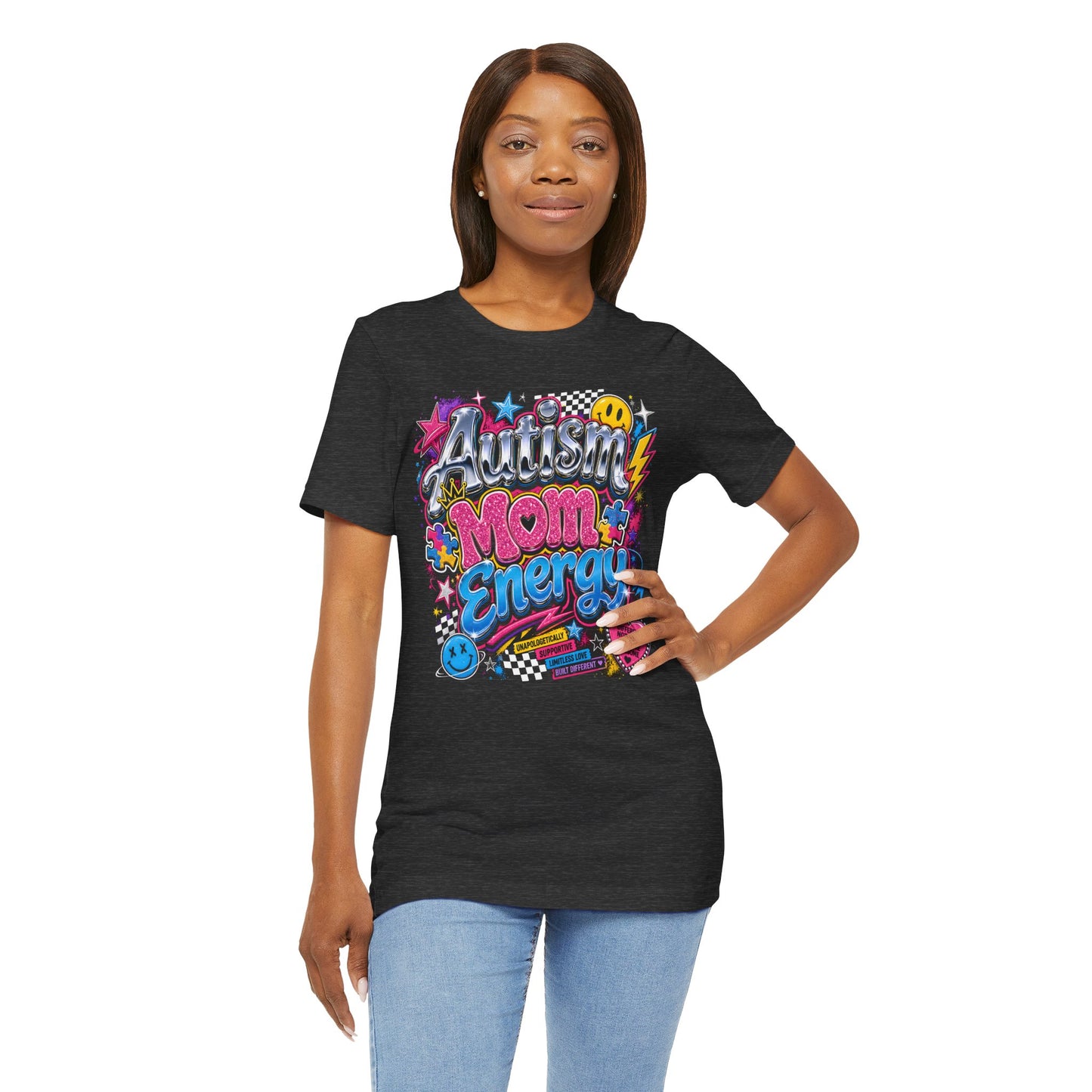 Autism Mom Energy T-Shirt — Colorful Supportive Graphic Tee for Autism Awareness image 2
