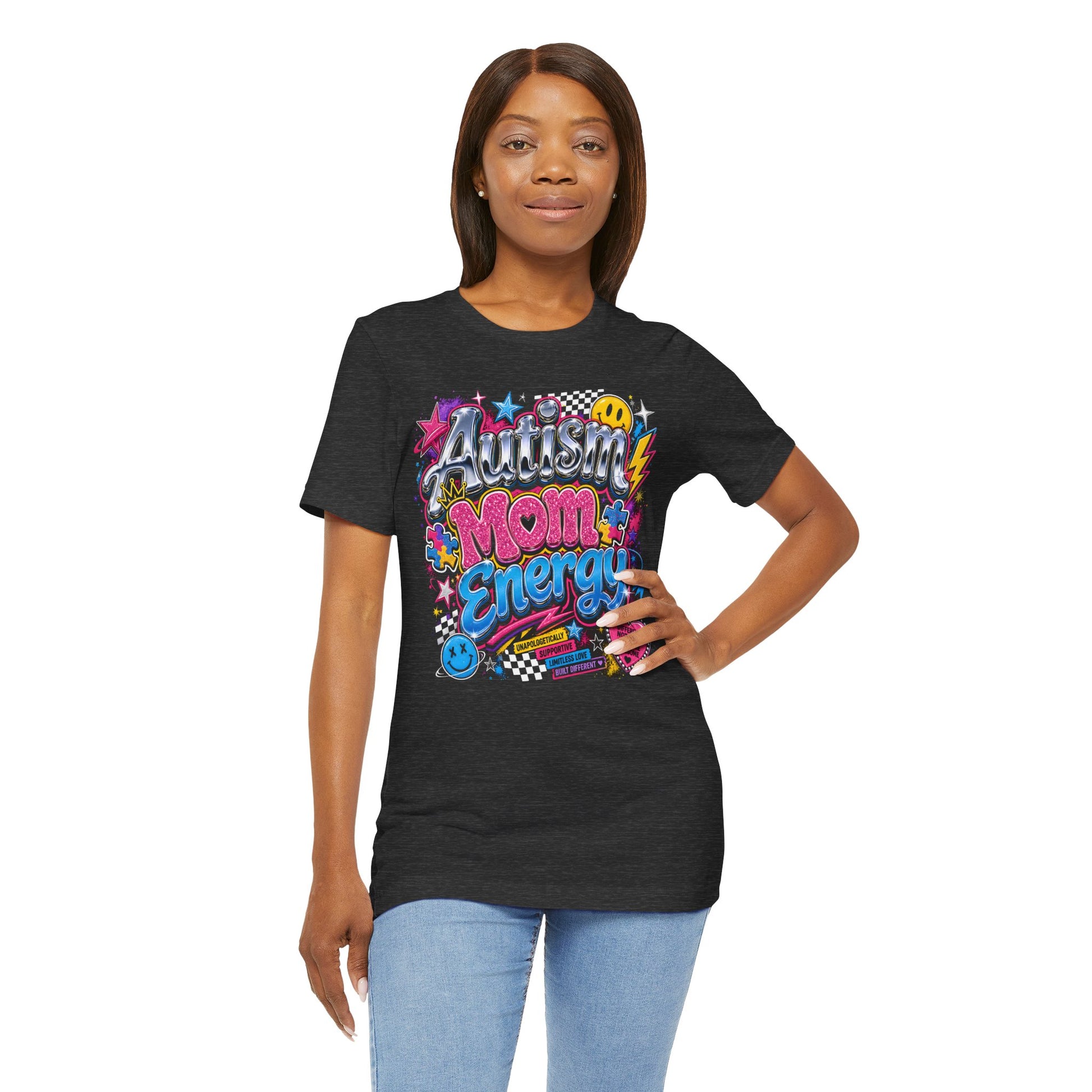 Autism Mom Energy T-Shirt — Colorful Supportive Graphic Tee for Autism Awareness image 2
