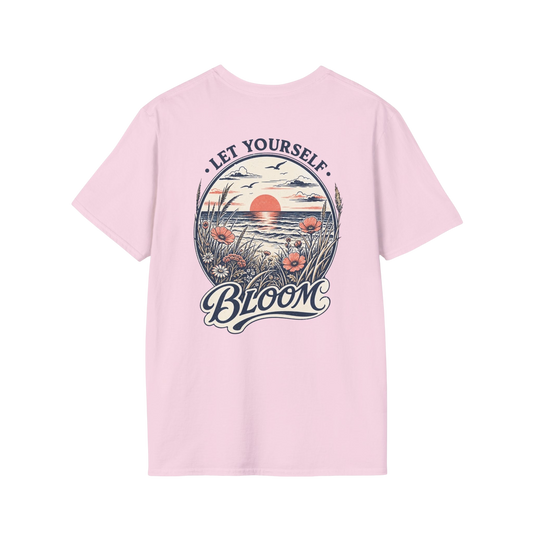 Let Yourself Bloom - Beach wildflowers growing among sea grass overlooking sunset ocean
