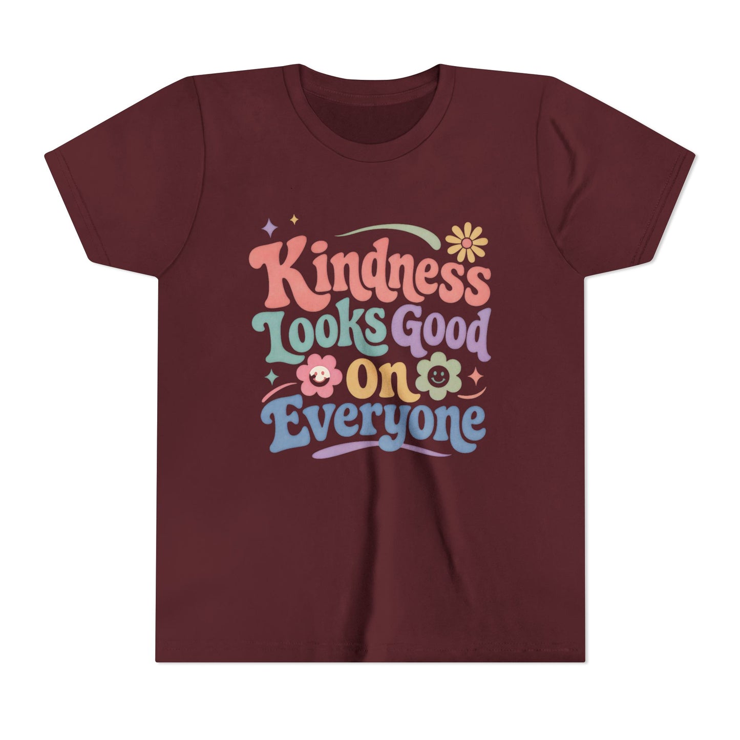 Youth Tee — "Kindness Looks Good On Everyone" Retro Floral Kids T-Shirt