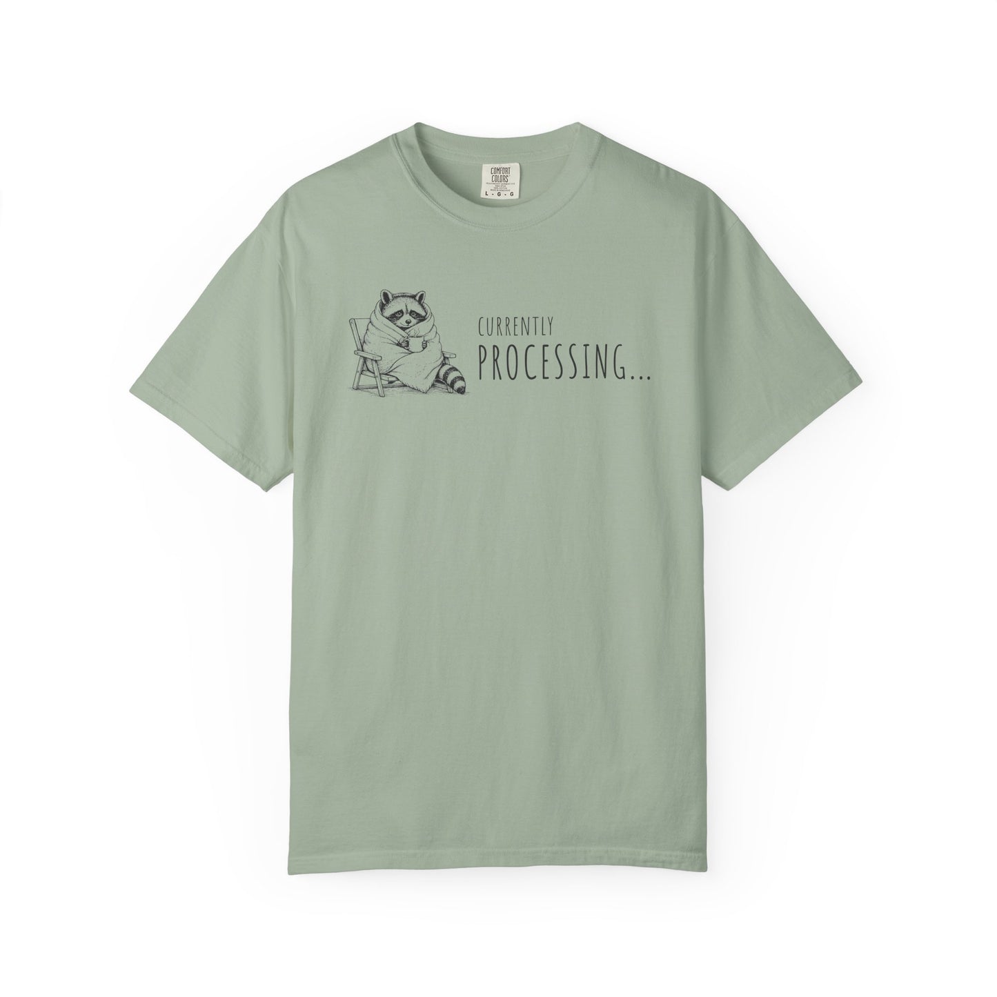 "Currently Processing..." Raccoon Graphic Tee