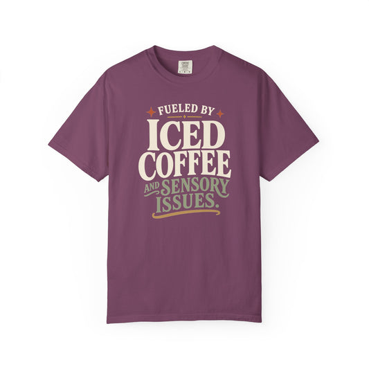 Iced Coffee & Sensory Issues T-Shirt — Funny Caffeine Lover Tee