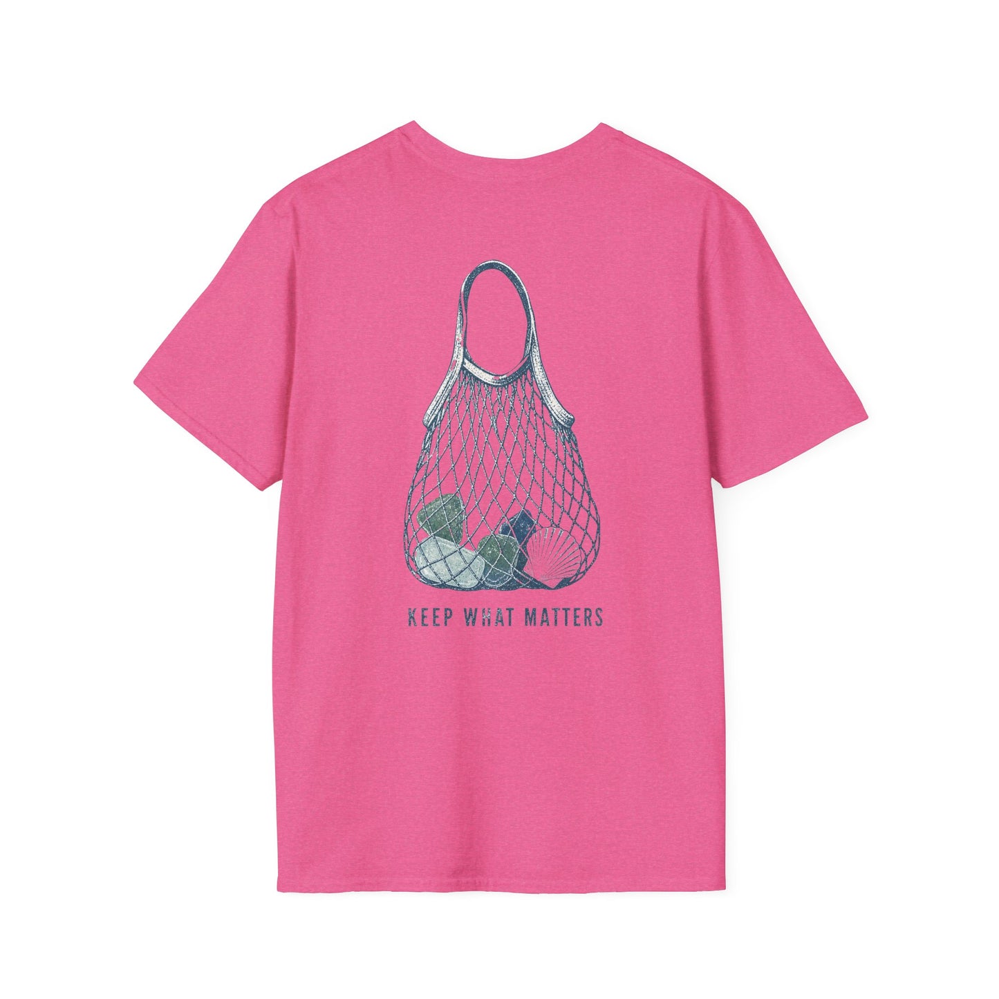 Keep What Matters Coastal Seashell Mesh Tote T-Shirt