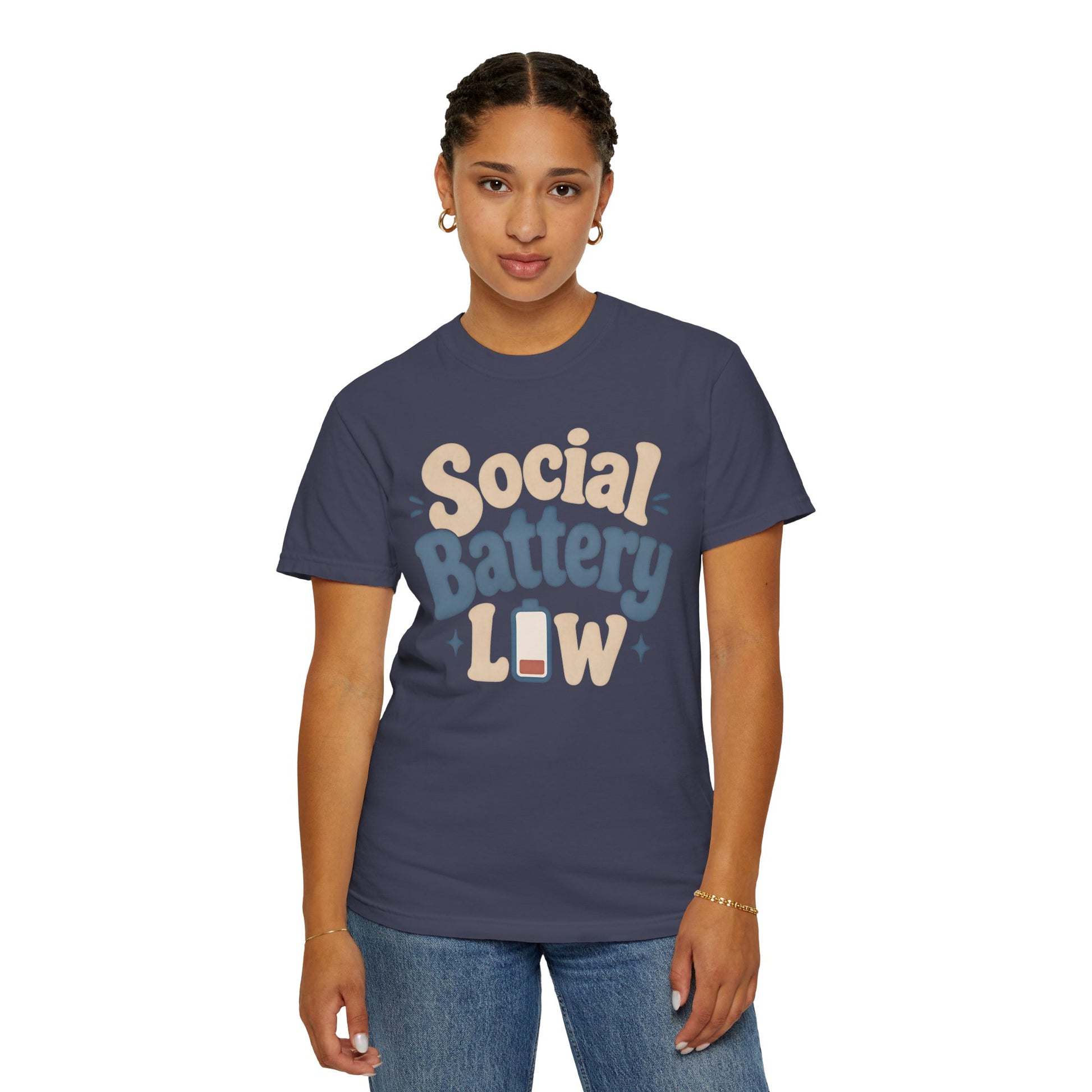 Social Battery Low T-Shirt — Funny Introvert Graphic Tee image 1