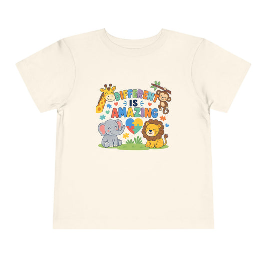 Toddler Tee — "Different Is Amazing" Jungle Animals Graphic image 0