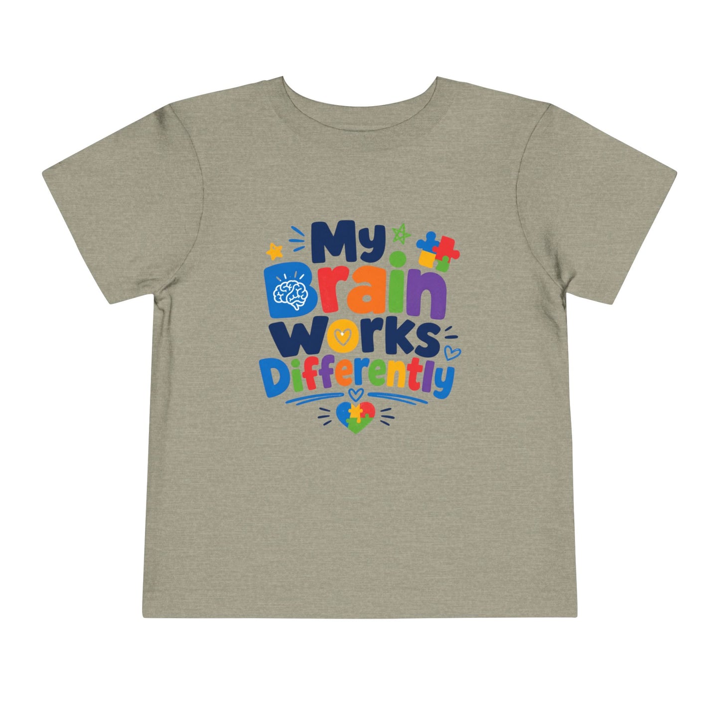 Toddler Tee — "My Brain Works Differently" Autism Awareness Kids Shirt - Heather Stone, 5T image