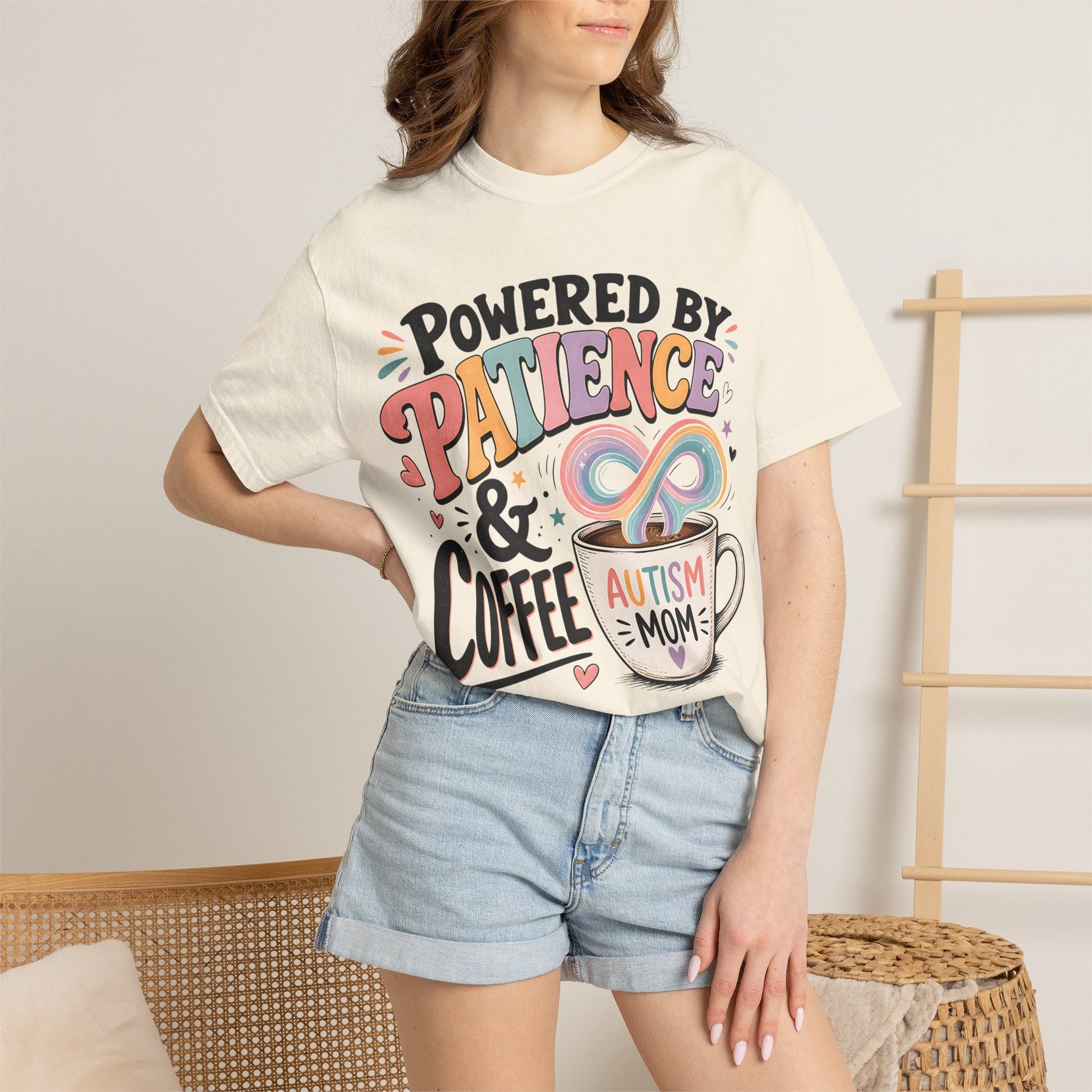Autism Mom T-Shirt — "Powered by Patience &amp; Coffee" Graphic Tee image 11