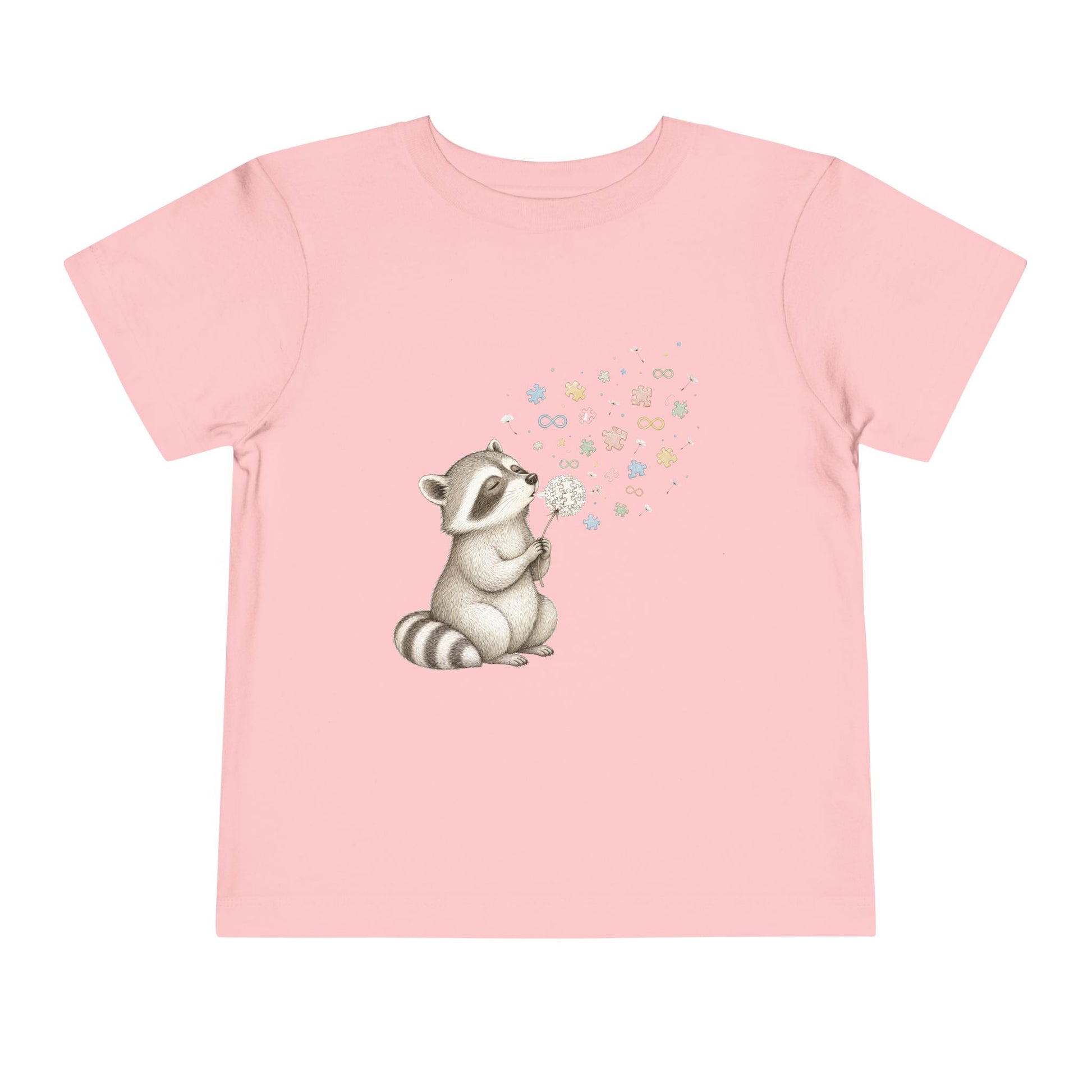 Toddler Tee — Cute Raccoon Blowing Bubbles Graphic Shirt for Kids - Pink, 3T image