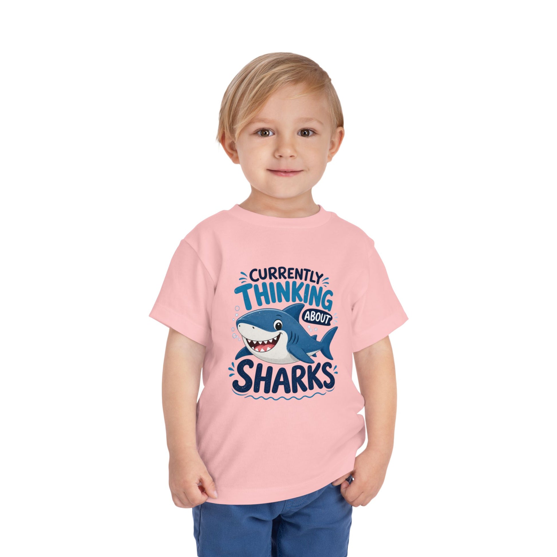 Toddler Tee — "Currently Thinking About Sharks" Cute Shark Graphic Shirt image 19