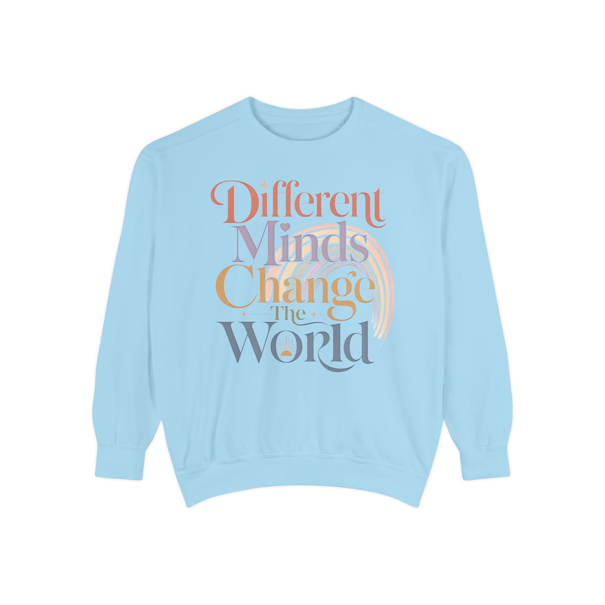 Different Minds Change the World Sweatshirt — Inspirational Graphic Sweatshirt - Chambray, 3XL image