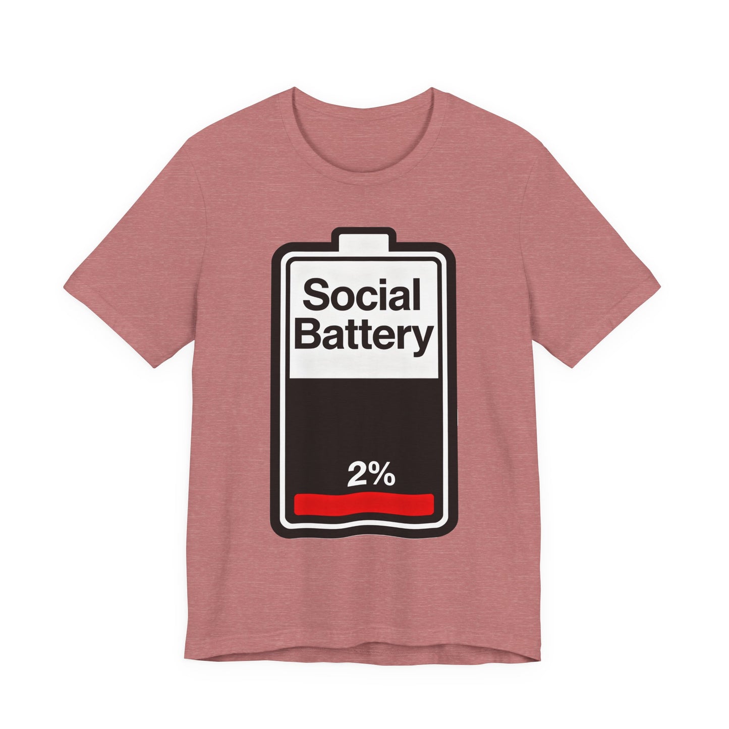 Social Battery 2% T-Shirt — Funny Introvert Low Energy Tee image